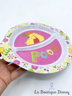 Disney -Disney assiette plastique winnie ourson disney store pooh rose fleurs compartiments 5