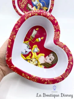 Disney -Disney assiettes plastique coeur la belle et la bete disney store rouge 4