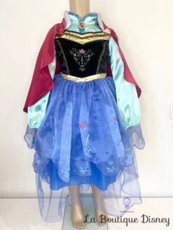 Déguisement Anna La Reine Des Neiges Disney Store Taille 4 Ans Robe Princesse Bleu Hiver Cape Rose