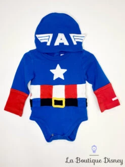 Body Déguisement Captain America Marvel Disney Baby By Disney Store Taille 12-18 Mois Avengers Bleu Blanc Rouge