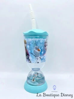 Gobelet Paille La Reine Des Neiges Disney Store Verre Plastique Bleu Anna Elsa Olaf Sven -Disney gobelet paille anna elsa la reine des neiges disney store verre plastique figurine flotte 1