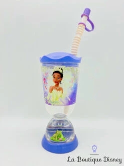 Gobelet Paille Tiana La Princesse Et La Grenouille Disney Store Verre Plastique Violet