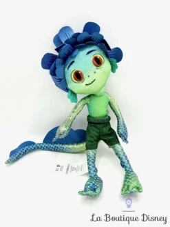 Peluche Luca Paguro Disney Store 2019 Créature Poisson Bleu écailles 34 Cm