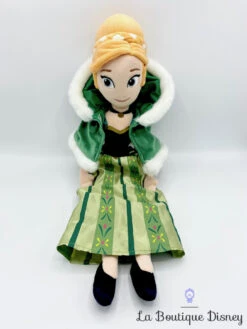 Poupée Chiffon Anna La Reine Des Neiges Disney Store Peluche Robe Verte Cape Hiver 57 Cm