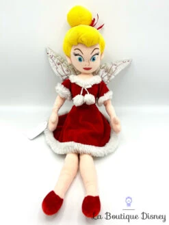 Poupée Chiffon Fée Clochette Noël Rouge Disney Store Peluche Peter Pan écusson 52 Cm