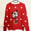 Pull Noël Minnie Mouse Disney Cache Cache Taille M Rouge Pois -Disney pull minnie mouse noel rouge disney cache cache pois paillettes 1