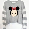 Pull Cropped Minnie Mouse Tsum Tsum Disney Store Taille S Gris Rayures -Disney pull minnie mouse tsum tsum disney store gris court 2