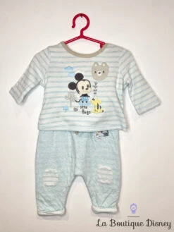 Pyjama Mickey Mouse Disney Baby By Disney Store Taille 3-6 Mois Bleu Blanc Rayures Pluto Little Hugs