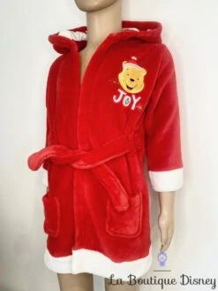 Robe De Chambre Winnie L'ourson Noël JOY Disney Store Taille 18-24 Mois Peignoir Rouge