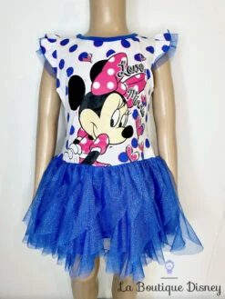 Robe Minnie Mouse Disney Taille 6 Ans Tutu Voile Bleu Blanc Pois Love Minnie