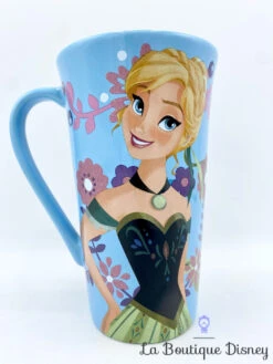 Tasse Anna La Reine Des Neiges Disney Store Mug Bleu Fleurs Haut