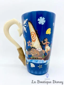 Tasse Vaiana Hameçon Disney Store 2017 Mug Maui Pua Bateau Bleu Relief 3D