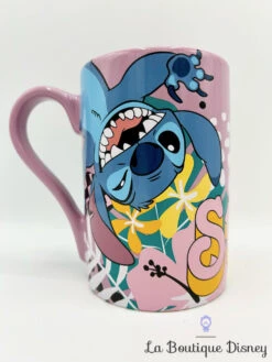 Tasse Stitch Souillon Disney Store Mug ShopDisney Lilo Et Stitch Bleu Violet Feuilles