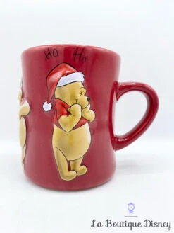 Tasse Winnie L'Ourson Disney Store Exclusive Mug Noël Rouge Ho Ho Relief 3D
