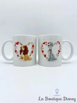 Tasses Paire La Belle Et Le Clochard Disney Mug 2017 Duo Ensemble Chiens Coeurs