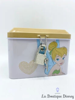 Tirelire Métal Fée Clochette Disney WO Products Peter Pan Tinker Bell Boite Coffre Rose Cadenas