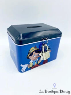 Tirelire Métal Pinocchio Disney WO Products Boite Coffre Bleu Cadenas