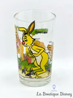 Verre Winnie L'ourson Castor Disney VMC Reims Vintage Moutarde