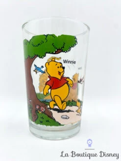 Verre Winnie L'ourson Disney VMC Reims Vintage Moutarde